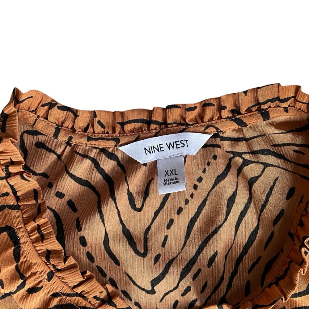 Nine West XXL Short Sleeve Tribal Gathered Tie T-shirt‎ - Picture 3 of 7